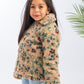 Floral Beig Girls Fur Jacket