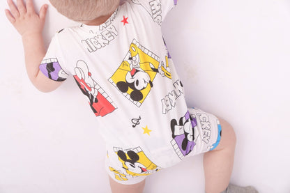 White Mickey Short Sleeve BabyBoy salopette